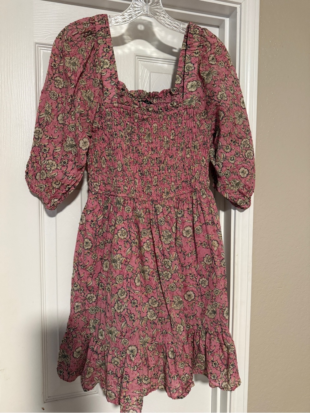 Jessica Simpson Pink Floral Smocked Mini Dress